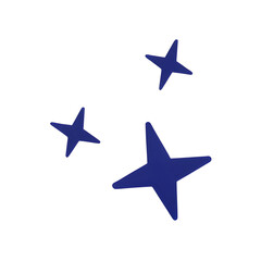 Three Blue Stars of Different Sizes, Transparent Background
