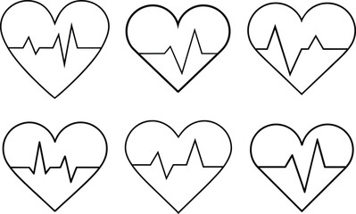 heart beat line art icon