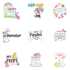 Adorable Easter Bunny Typography Design for Spring T-shirt Printing Bundle
