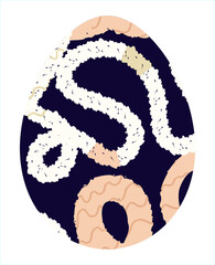 Easter egg, Easter day festival icon, ostern egg illustration with decoration pattern squiggle trxtured brush symbols collection, vector illustration.