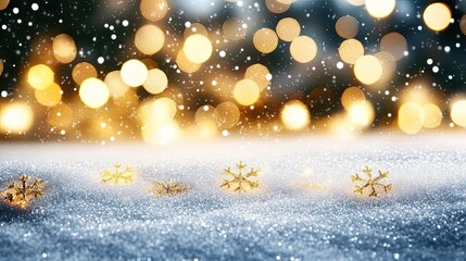 Naklejka premium Glittering Snowflakes Adorn Winter Wonderland Lights