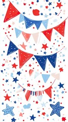 Obraz premium Festive Red, White, and Blue Icons for Presidents’ Day , Presidents' Day