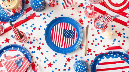 Obraz premium Festive Table Setting for Presidents' Day Celebration, Presidents' Day