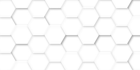 Naklejka premium Abstract white hexagon background. Vector Illustration. Hexagon concept design abstract technology background. 3D Futuristic abstract honeycomb mosaic white background.