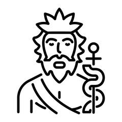 Asclepius god icon in linear style 
