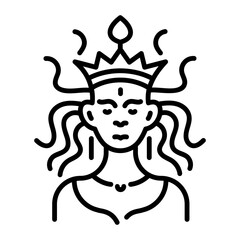 Greek goddess icon in linear style 
