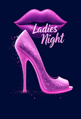 cartel de promoción noche de damas, espacio de copia de plantilla