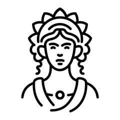 Roman woman icon in linear style 