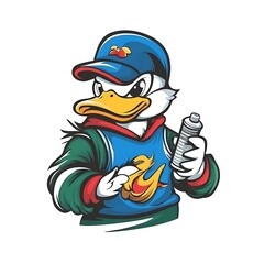 Cartoon duck graffiti artist