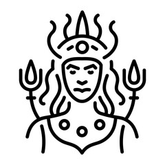 Hecate portrait icon in linear style 