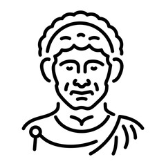 Ancient roman emperor icon in linear style 