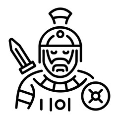 A line style icon of roman warrior 