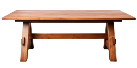 simple wooden table isolated on white or transparent png