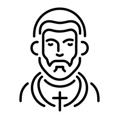A line style icon of priest character 