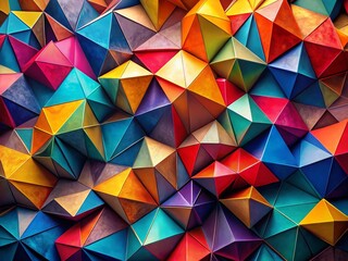 Panoramic Abstract Background of Geometric Shapes: Colorful 3D Design