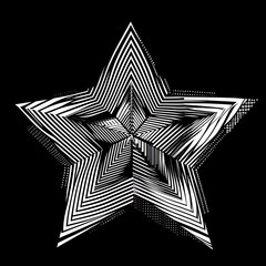 Abstract star graphic design, black and white