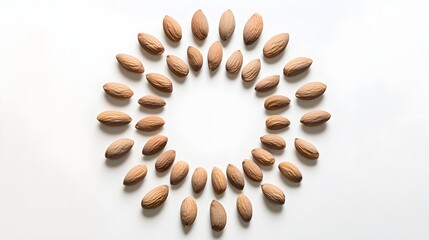 Obraz premium Artistic Display of Almonds Arranged in Circular Pattern
