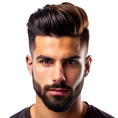 Obraz premium Attractive Man with Stylish Dark Brown Hair and Full Beard