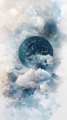 Artistic Representation of the Aquarius Zodiac in Dreamy Clouds