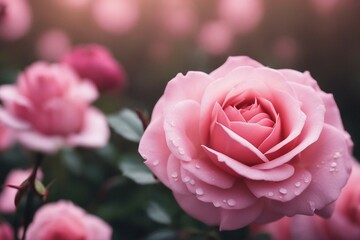 A beautiful pink rose flowers | Sweet pink rose flowers. Generative AI