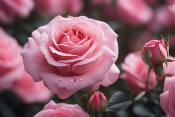 A beautiful pink rose flowers | Sweet pink rose flowers. Generative AI