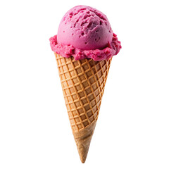 Delicious Pink Ice Cream in a Crispy Waffle Cone, Summer Treat, Sweet Dessert, Refreshing Snack, Creamy Texture, Perfect for a Hot Day