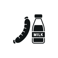 Milk and sausage set food icon vector basic design