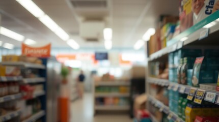 Blurred Supermarket Aisles: A Soft-Focus Grocery Store Scene