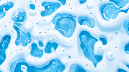 Blue ocean cartoon surface with white foam. Sea top view, nautical marine illustration. Soap bubbles, bath time, washing. Decorative abstract water backdrop with waves