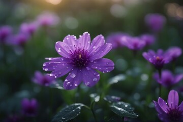Obraz premium Vibrant Purple Flower in Full Bloom with Soft Petals and Natural Background. Generative AI