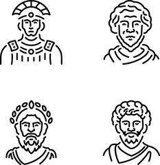 Pack of Linear Style Roman Portraits Icons 

