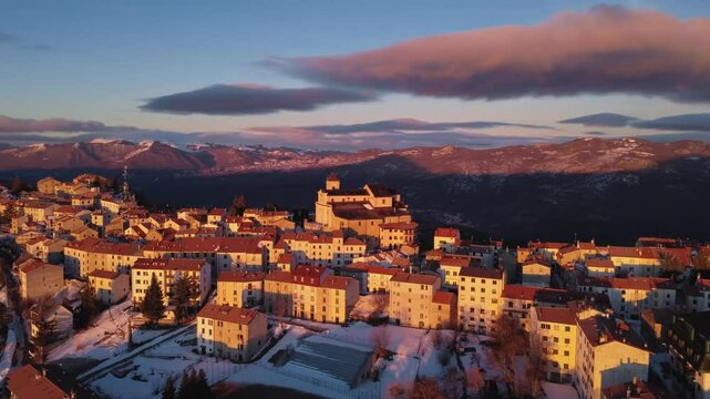 Panoramic view of the village of Capracotta in Molise, Italy.