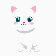 Cute White and Pink Kitten Illustration