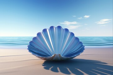 Nature's Treasure: Large Open Clam Shell in the Ocean - Beautiful Summer Background