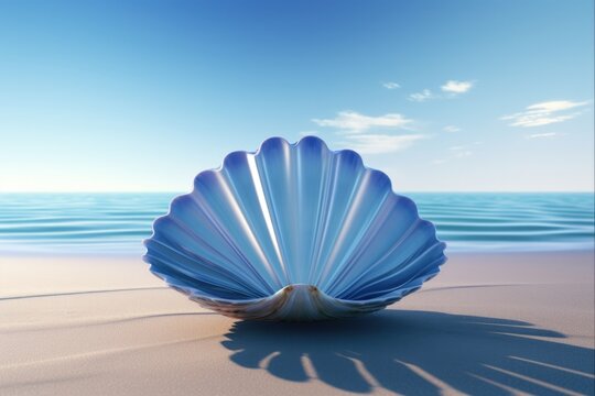 Nature's Treasure: Large Open Clam Shell in the Ocean - Beautiful Summer Background
