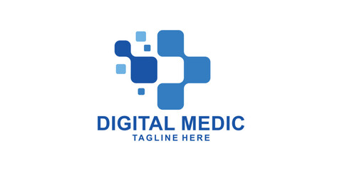 logo design medical technology,digital,modern,connect,symbol,icon,idea,creative.