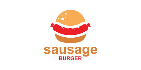 logo design burger,sausage,hot,lunch,meat,symbol,icon,idea,creative.