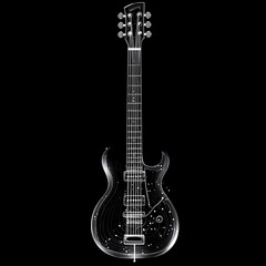 Naklejka premium Transparent electric guitar on black background