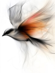 Obraz premium Vibrant bird in mid-flight showcasing colorful feathers against a soft, ethereal background