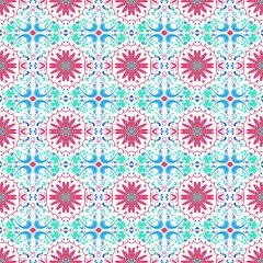 Seamless magenta flower pattern with intricate floral details, designed for fabric, textile, wallpaper, and digital backgrounds. The vibrant magenta tones create a striking and elegant look, perfect f