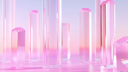 Fototapeta premium Pink crystal cluster on pink background