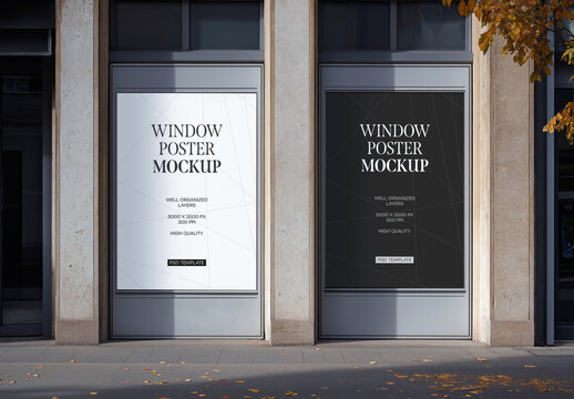 Window Poster Mockup for Advertising and Marketing Campaigns
