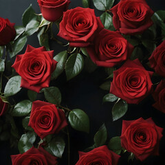 Fototapeta premium Beautiful red roses Flower wall Closeup