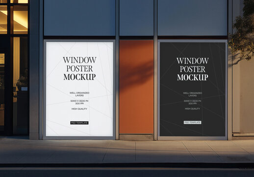 Window Poster Mockup for Advertising and Marketing Campaigns