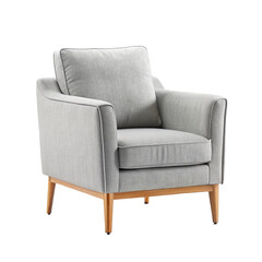 Modern Light Gray Fabric Armchair with Wooden Legs for Living Room