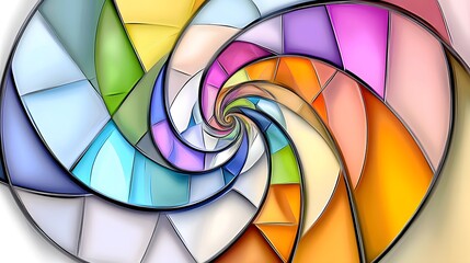 Fototapeta premium Abstract Spiral Design Colorful Glass Mosaic Geometric Art