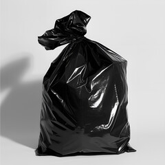 Czarny worek na śmieci – koncepcja odpadów, recyklingu i ekologii.