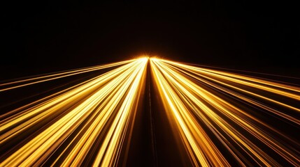 Golden light streaks, speed, dark background, abstract, motion design