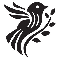 Silhouette of a bird on white background