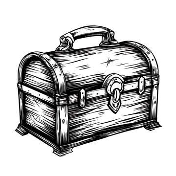recommend clip art: Vintage wooden treasure chest illustration